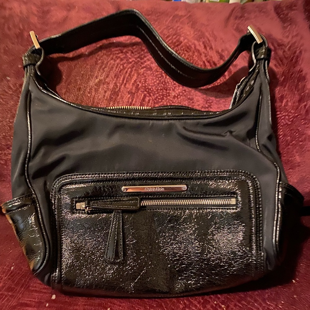 Small calvin klein Purse fabric and leather